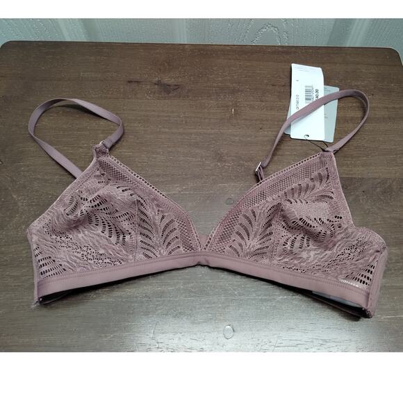 Calvin Klein NWT Size Small Pink Minimalist Micro Lace Unlined Triangle Bra - Picture 2 of 8